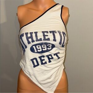 Women's One-Shoulder Athletic White Tank Top